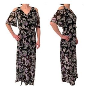 White House Black Market maxi dress cold shoulder floral print Size 0